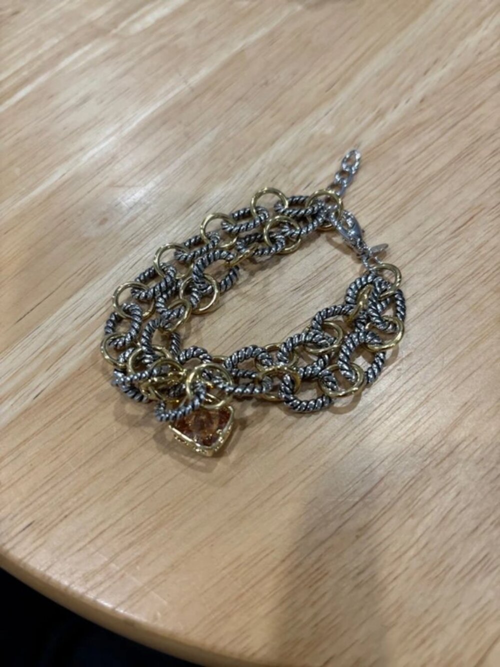 Premier designs gold/silver tone bracelet w/ removable stone